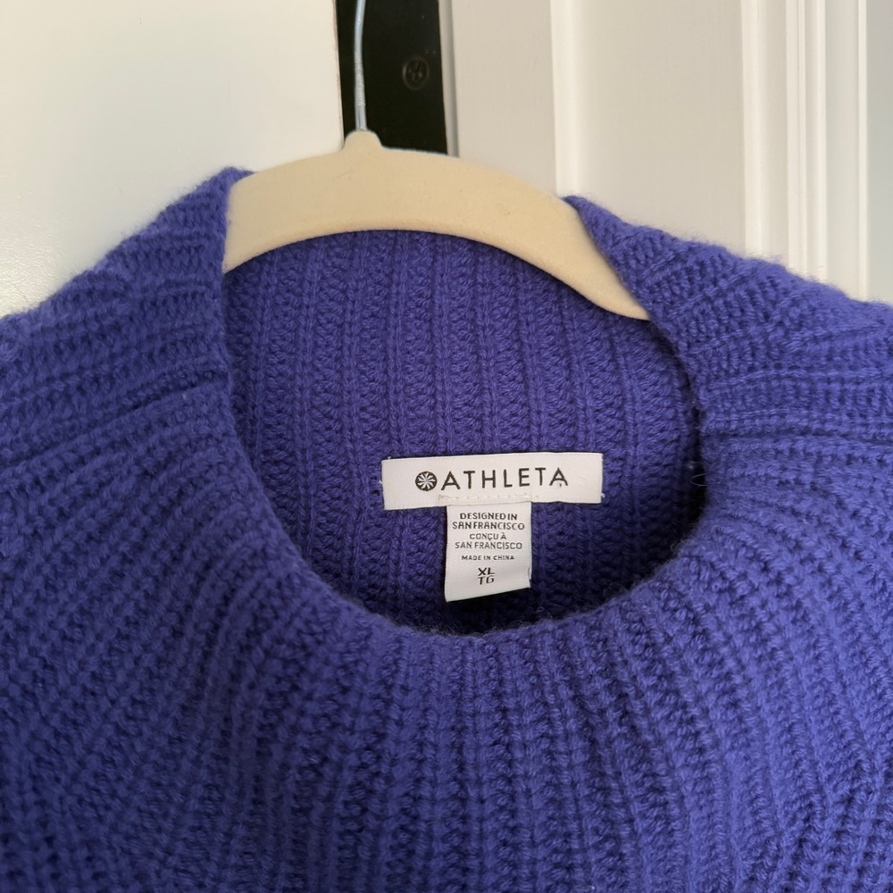 Athleta Wool Cashmere Azalea Sweater Noble purple Blue Mock-Neck Sweater - Picture 5 of 7